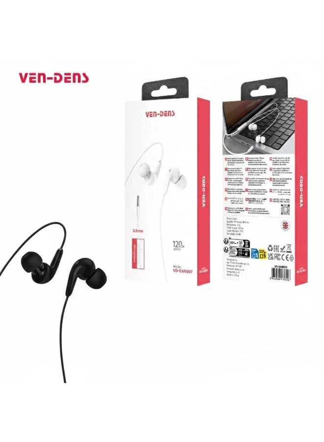 فين ديونز سماعات رياضية سلكية VD-EAR007 مقاس 3.5 ملم، تتميز بثباتها المحكم وصوتها النقي وميكروفونها المدمج - أسود - Image 1